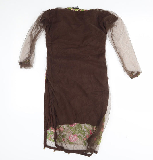 suli rang Womens Brown Floral A-Line Size 8