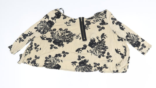 New Look Womens Beige Floral Basic Blouse Size 10