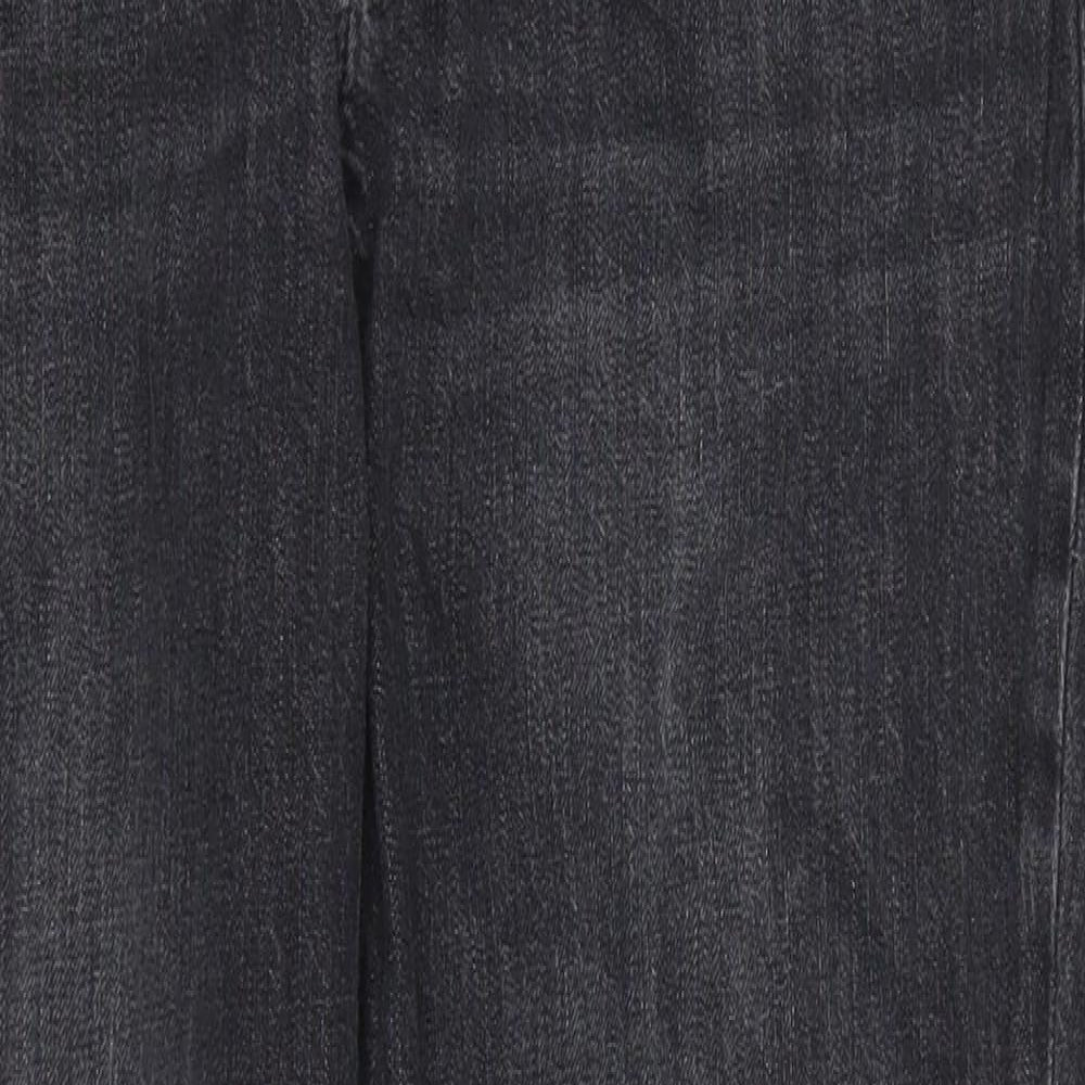 Gap Womens Black Denim Boyfriend Jeans Size 34 in L27 in - Distressed Hem Ankle Grazer