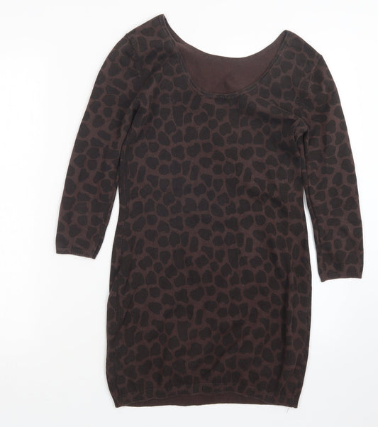 Red Herring Womens Brown Animal Print Pullover Jumper Size 10