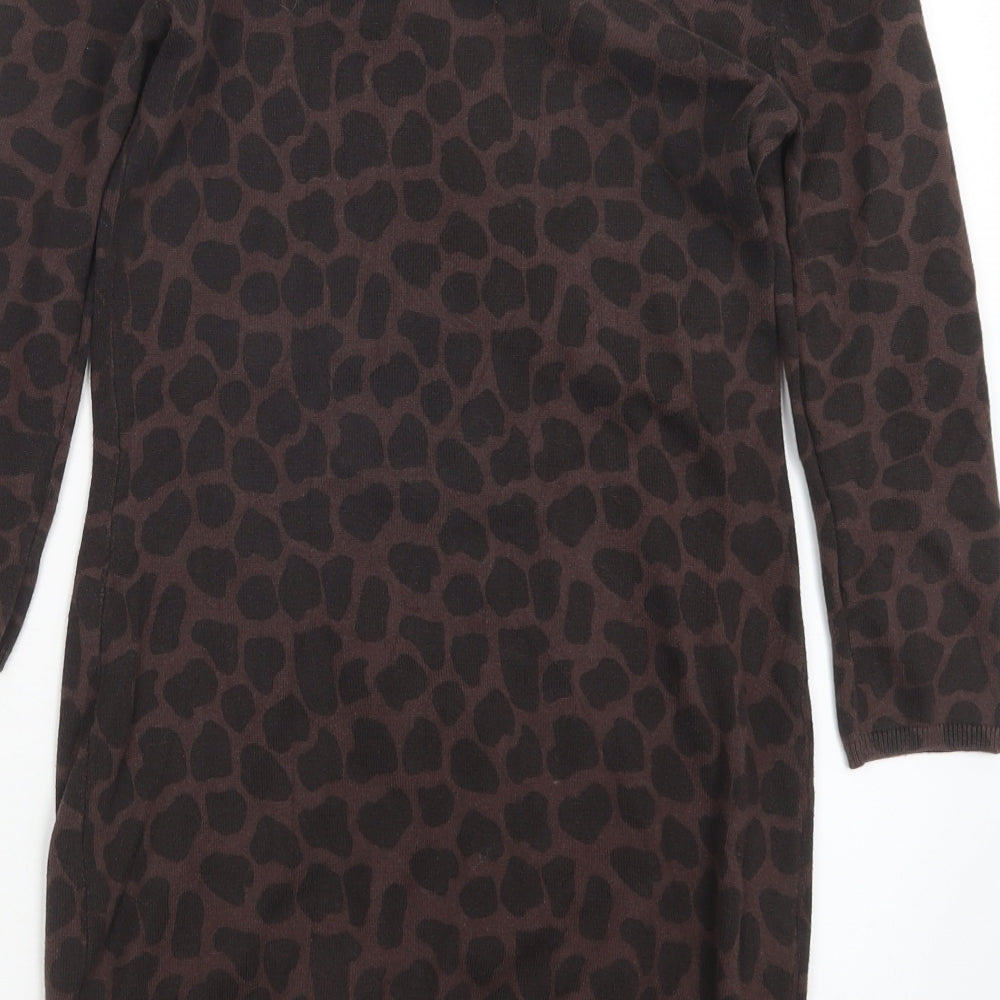 Red Herring Womens Brown Animal Print Pullover Jumper Size 10
