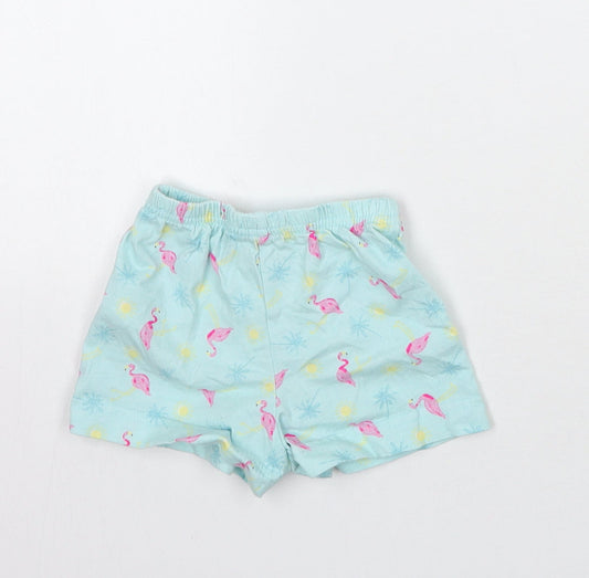 Matalan Girls Blue Geometric Cropped Trousers Size 9 Months