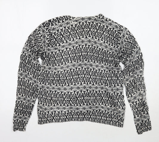 Marks and Spencer Womens White Animal Print Cardigan Jumper Size 14