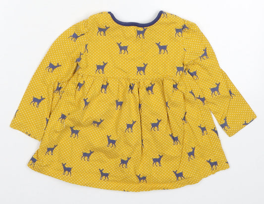 Mini Club Girls Yellow Polka Dot Basic T-Shirt Size 9-12 Months - Deer