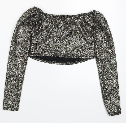 PRETTYLITTLETHING Womens Gold Cropped T-Shirt Size 6