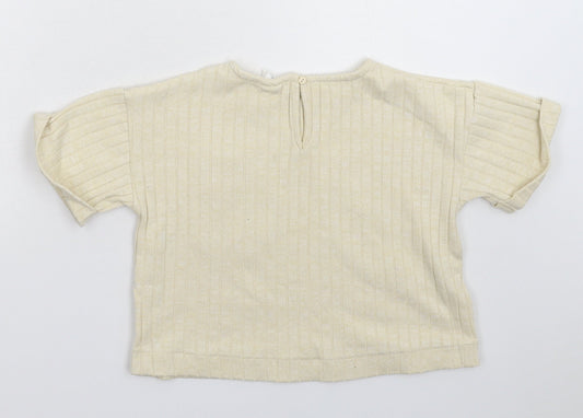 Zara Girls Beige Basic T-Shirt Size 6 Years