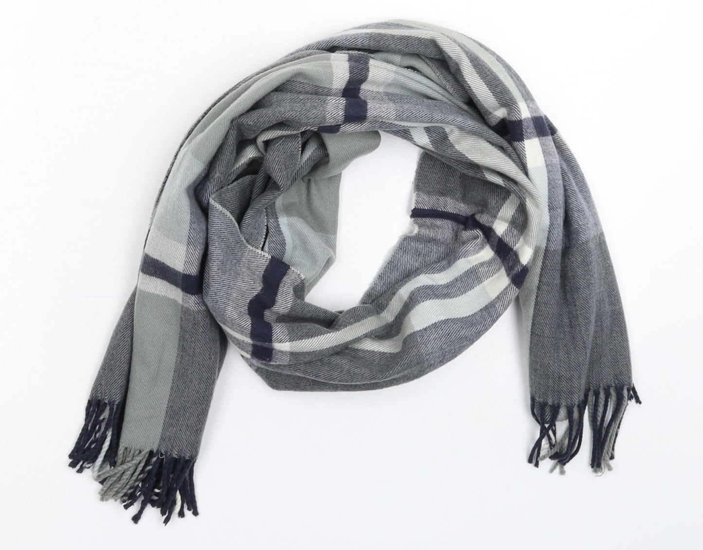 Preworn Mens Grey Geometric Knit Scarf One Size