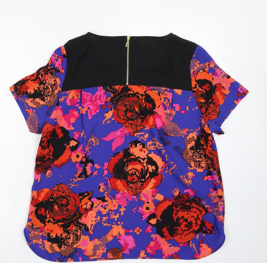 Marks and Spencer Womens Multicoloured Floral Basic T-Shirt Size 14