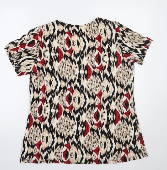 Isle Mens Black Animal Print T-Shirt Size 18