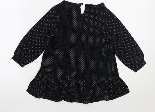 H&M Girls Black Polka Dot Basic Blouse Size 2 Years