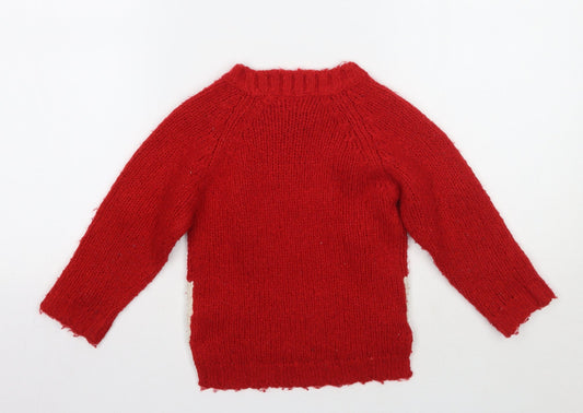 NEXT Girls Red Polka Dot Pullover Jumper Size 3 Years