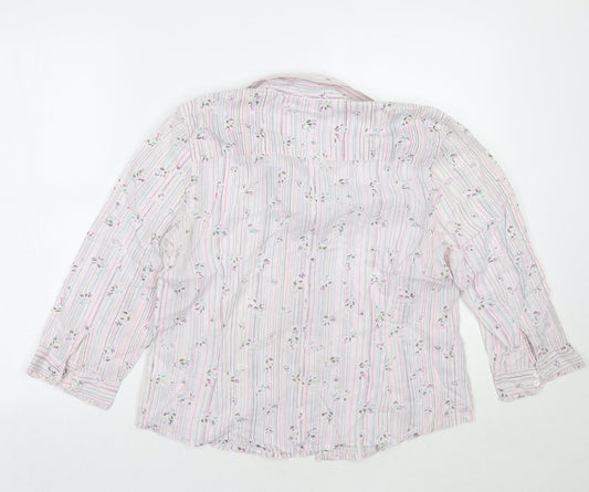Monsoon Womens White Striped Basic Button-Up Size M