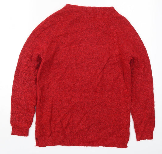 M&Co Womens Red Knit Pullover Jumper Size 14