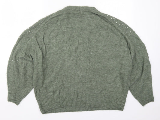 H&M Womens Green Knit Pullover Jumper Size M