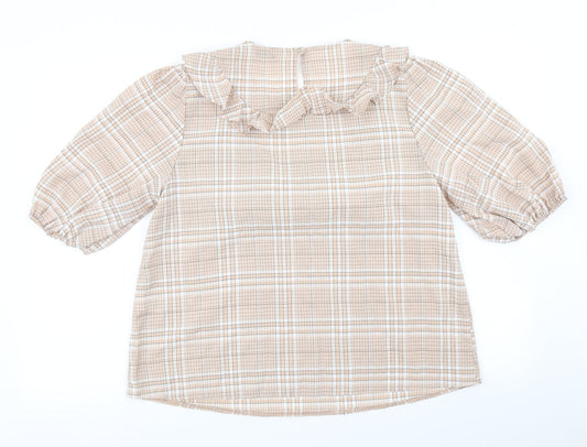 Papaya Womens Brown Plaid Basic Blouse Size 12