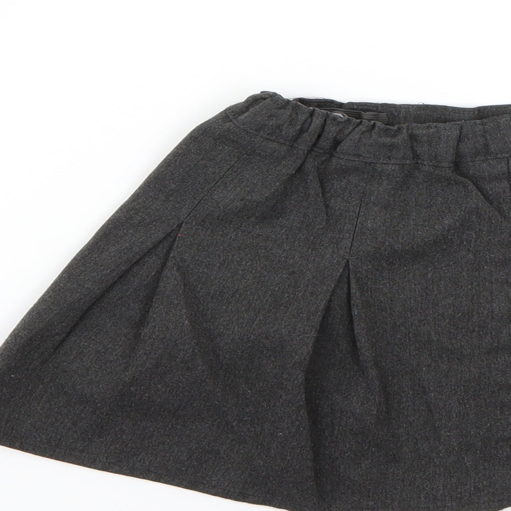 Brand and care label for back to school girls’ grey ikat flare skirt, size 3-4, years - school wear