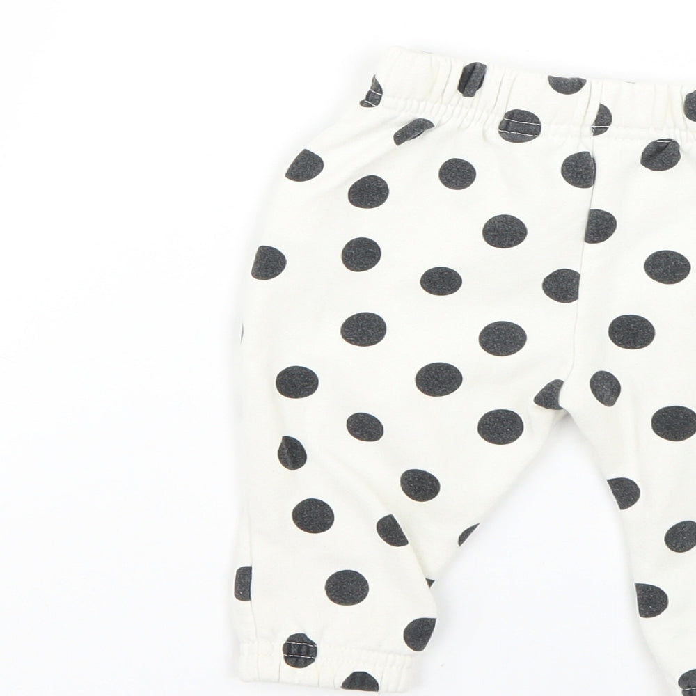 Primark Baby White Polka Dot Jogger Trousers Size 6-9 Months
