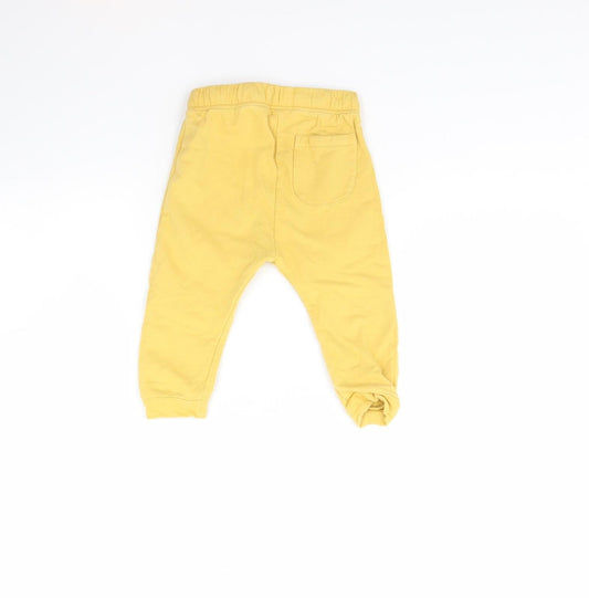 M&S Girls Yellow Jogger Trousers Size 12 Months