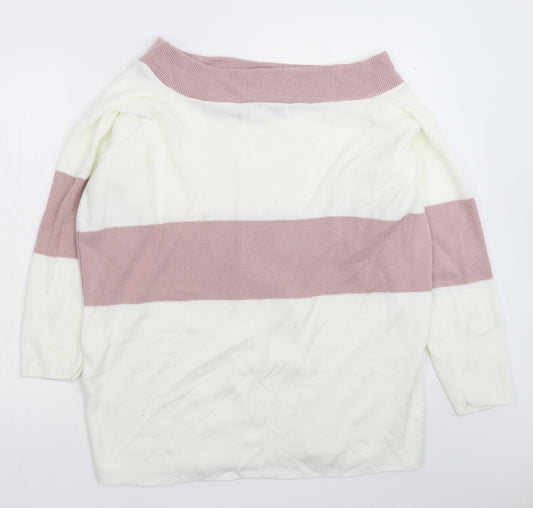 In the Style Womens White Knit Pullover Jumper Size 8 - Oversized