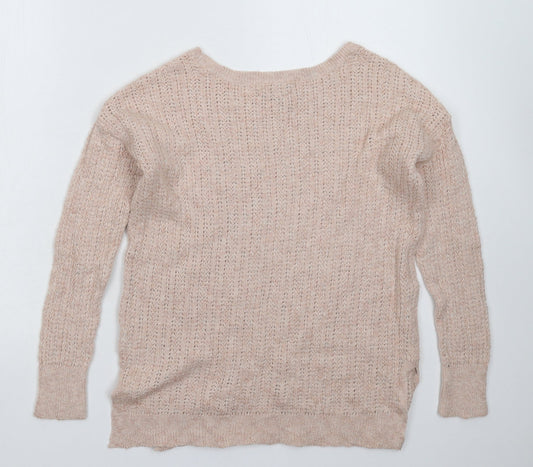 American Eagle Outfitters Womens Beige Knit Pullover Jumper Size S