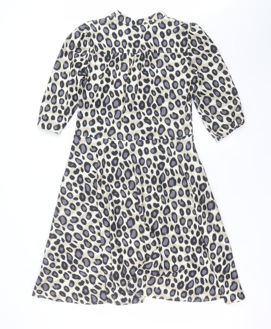 Lanti Womens Beige Animal Print Fit & Flare Size 6