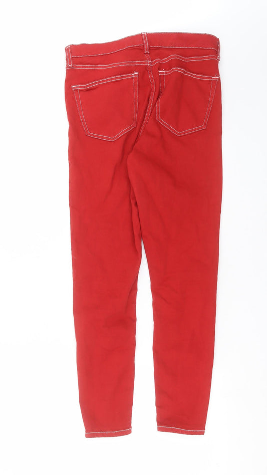 Topshop Womens Red Denim Skinny Jeans Size 30 in L27 in