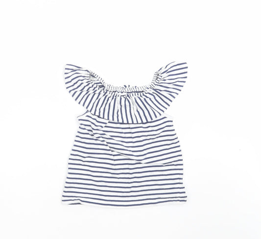 NEXT Girls White Striped Basic T-Shirt Size 4 Years