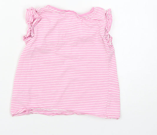 Matalan Girls Pink Striped Basic T-Shirt Size 5-6 Years
