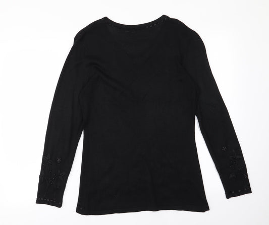 Canda Womens Black Pullover Jumper Size S