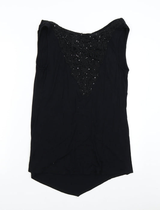 David Emanuel Womens Black Basic T-Shirt Size 14