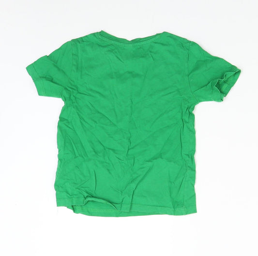 Earth Positive Boys Green Basic T-Shirt Size 5-6 Years - Save the Ocean Fuerteventura Shark