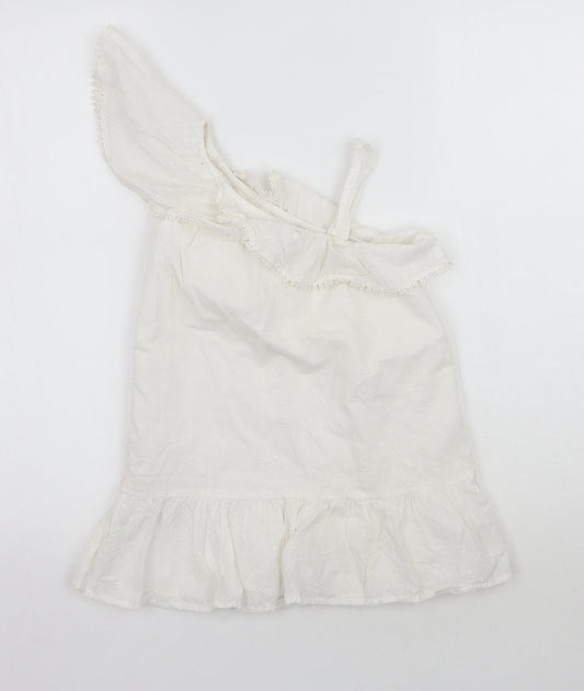 Marks and Spencer Girls White Ramie A-Line Size 4-5 Years