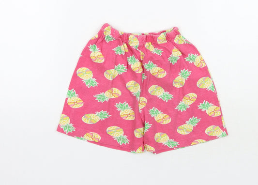Kids Girls Pink Geometric Sweat Shorts Size 5-6 Years
