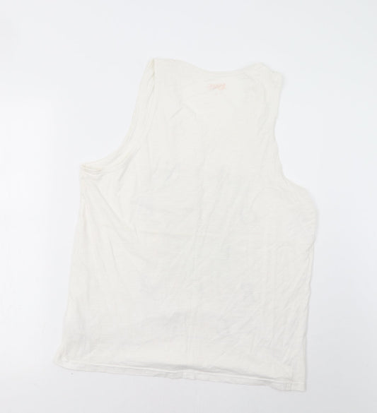 Matalan Womens White Floral Basic Tank Size L