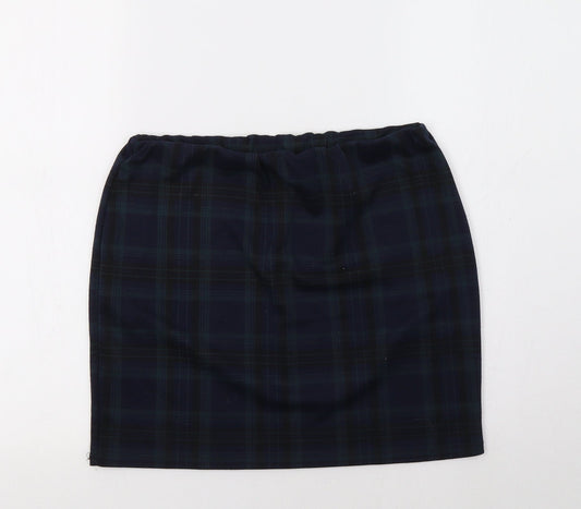 New Look Womens Blue Check Maxi Skirt Size 14