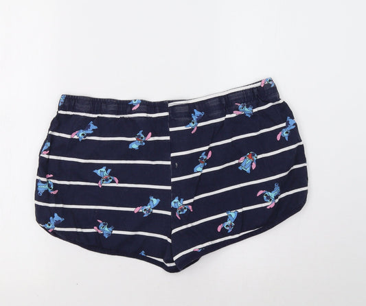 Primark Womens Blue Striped Sweat Shorts Size L