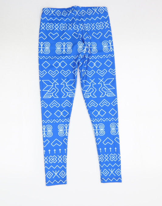 Preworn Womens Blue Jersey Cropped Leggings Size S L25 in