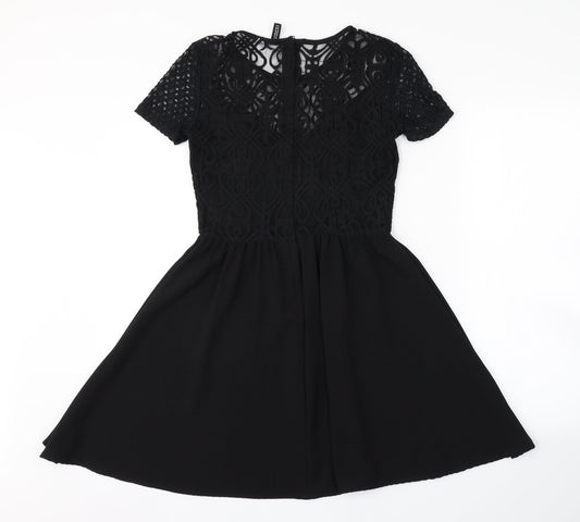 H&M Womens Black Argyle/Diamond A-Line Size 8