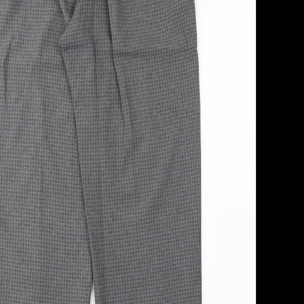 BM Womens Grey Check Trousers Size 14 L27 in