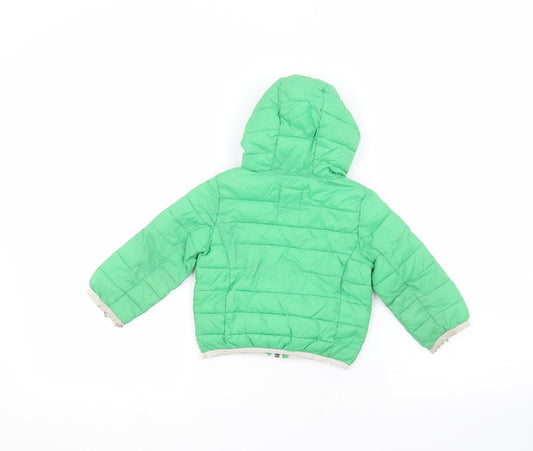 Preworn Boys Green Puffer Jacket Coat Size 9 Years