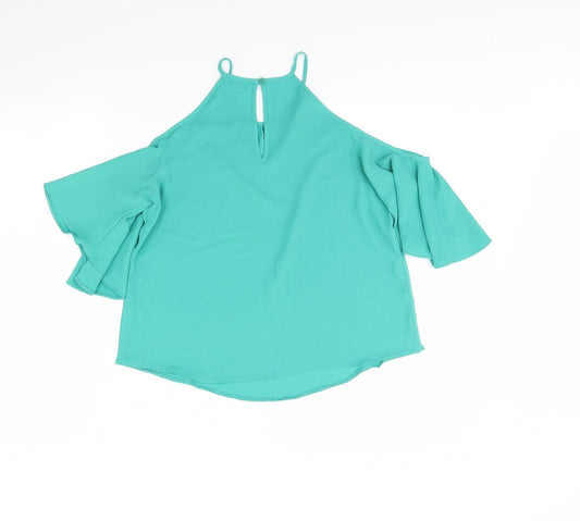 Papaya Womens Green Cropped Blouse Size 10