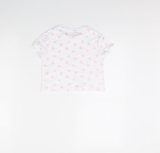 Lily& Dan Girls White Polka Dot Cropped T-Shirt Size 3 Years