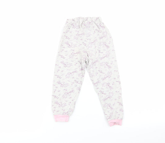 Preworn Girls Grey Floral Babydoll Pyjama Pants Size 18-24 Months