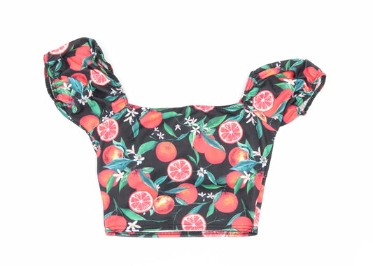 Boohoo Womens Multicoloured Geometric Basic Blouse Size 12