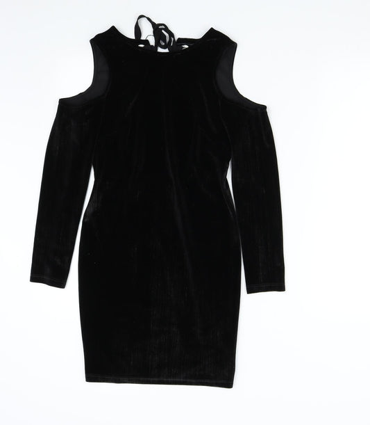 T opshop Womens Black Velvet Bodycon Size 8