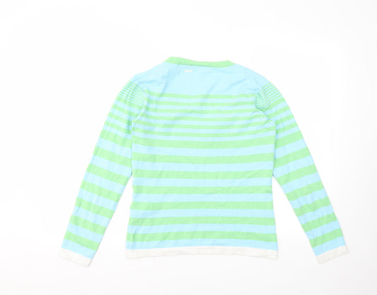 RIVER WOODS Womens Multicoloured Striped Basic T-Shirt Size M