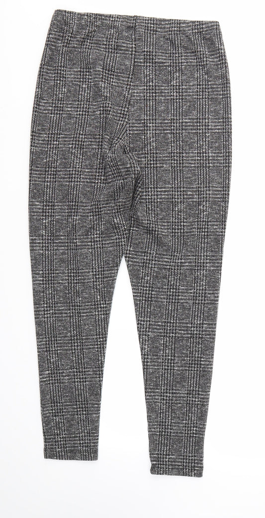 Peacocks Womens Grey Geometric Trousers Size 16 L28 in - STRECHY WAISTBAND