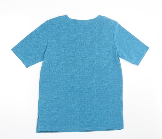 Exclusive Womens Blue Floral Basic T-Shirt Size L