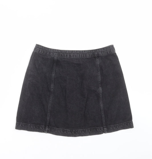 Topshop Womens Grey Denim A-Line Skirt Size 30 in