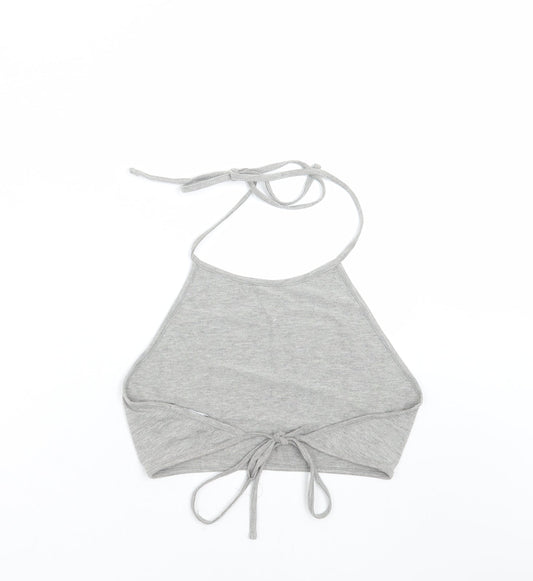 Missguided Womens Grey Cropped T-Shirt Size 10